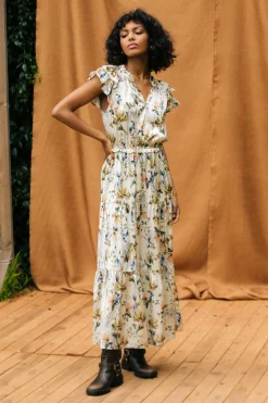 SKIES ARE BLUE Maxi Dresses*Amani Floral Print Sleeveless Maxi Dress Creamfloral
