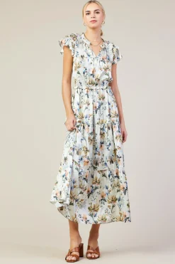 SKIES ARE BLUE Maxi Dresses*Amani Floral Print Sleeveless Maxi Dress Creamfloral