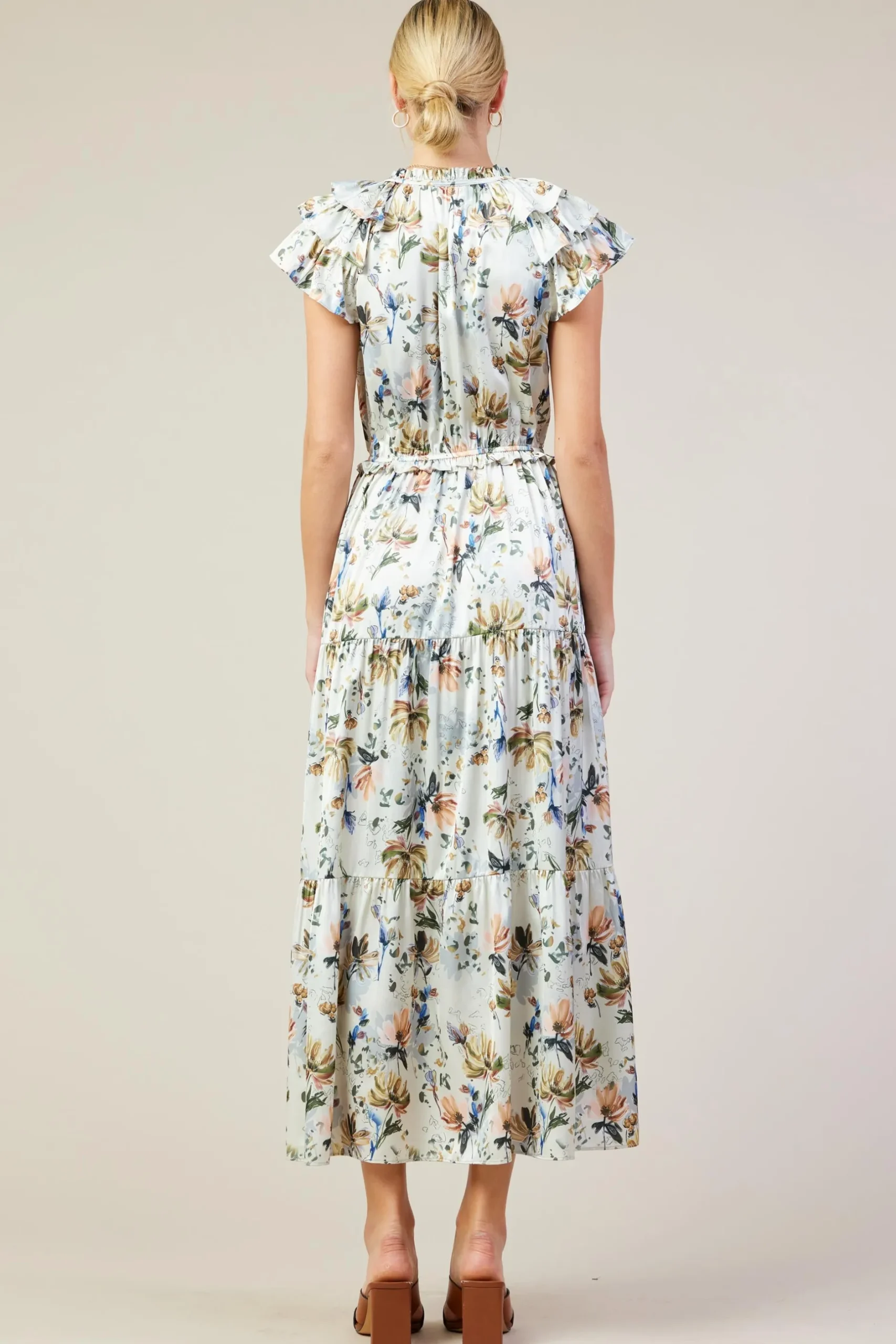 SKIES ARE BLUE Maxi Dresses*Amani Floral Print Sleeveless Maxi Dress Creamfloral