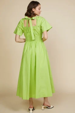 SKIES ARE BLUE Midi Dresses*Andrea Poplin Midi Dress Limegreen