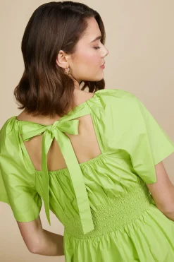 SKIES ARE BLUE Midi Dresses*Andrea Poplin Midi Dress Limegreen