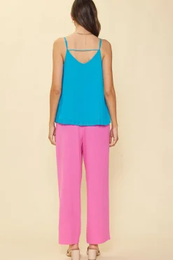 SKIES ARE BLUE Sleeveless Tops*Back Strap Detail Pleated Cami Vividblue
