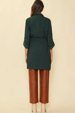 SKIES ARE BLUE Outerwear*Belted Trench Coat Gemstonegreen