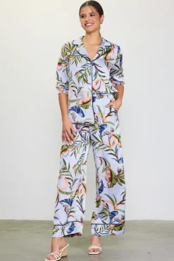 SKIES ARE BLUE Blouses|Long Sleeve Tops*Bianca Floral Print Longsleeve Blouse Silver-green