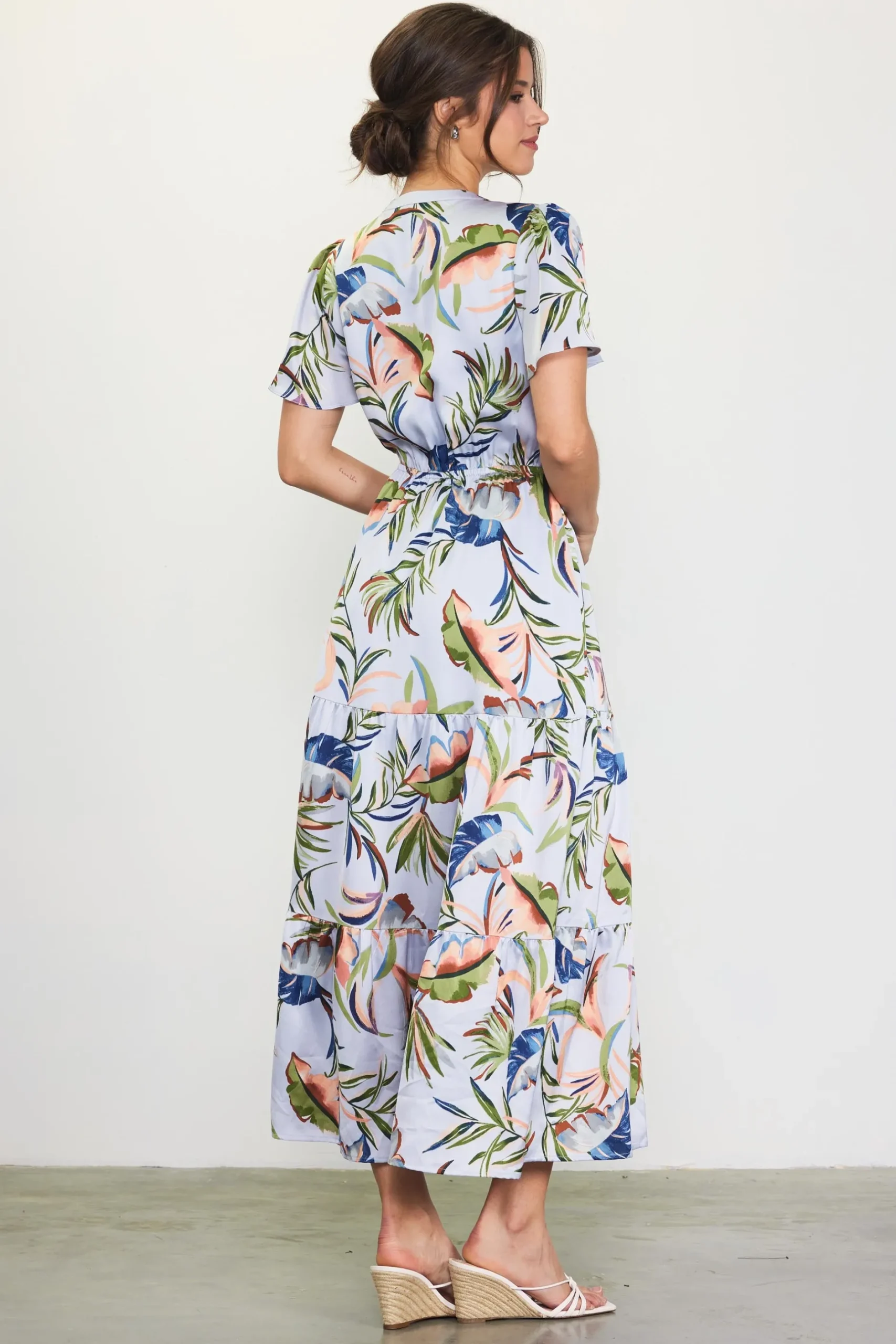 SKIES ARE BLUE Maxi Dresses*Bianca Floral Spring Maxi Dress Silver-green