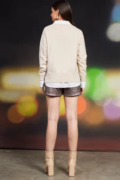 SKIES ARE BLUE Long Sleeve Tops|Sweaters*Blair Mixed Media Sweater Cream-white