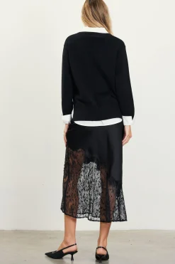 SKIES ARE BLUE Long Sleeve Tops|Sweaters*Blair Mixed Media Sweater Black-white