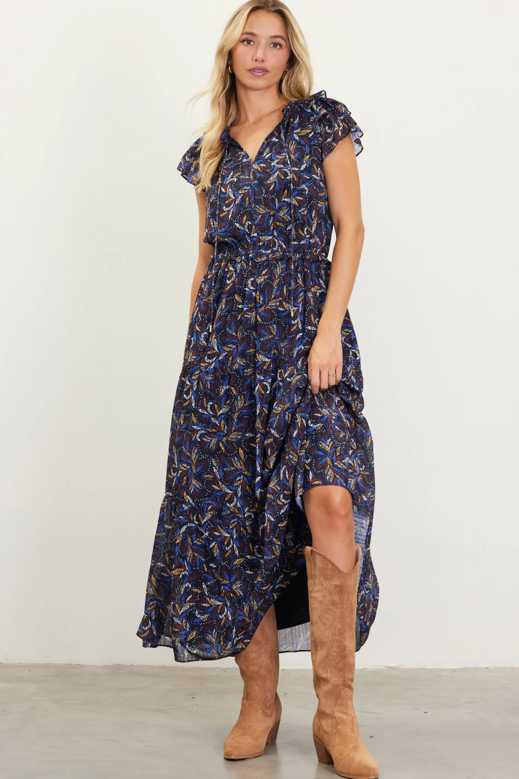 SKIES ARE BLUE Maxi Dresses*Blake Print Tiered Maxi Dress Blackmulti