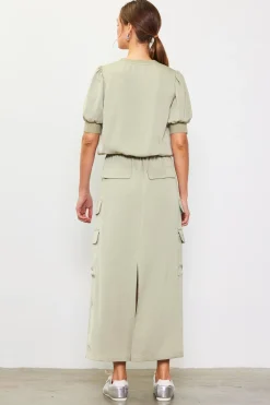 SKIES ARE BLUE Short Sleeve Tops*Bubble Sleeve Top Sage