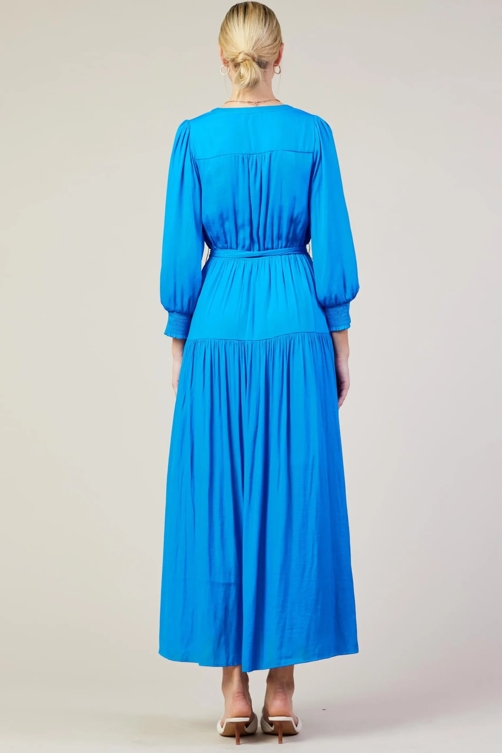 SKIES ARE BLUE Maxi Dresses*Button Detail Tiered Maxi Dress Vividblue