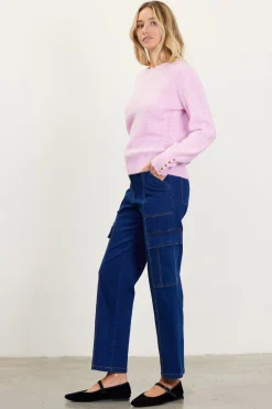 SKIES ARE BLUE Sweaters*Cable Knit Sweater Petalpink