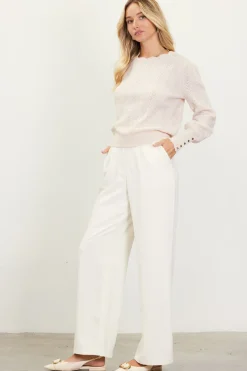 SKIES ARE BLUE Sweaters*Cable Knit Sweater Cream