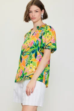 SKIES ARE BLUE Short Sleeve Tops*Celine Floral Print Bubble Sleeve Top Limemango