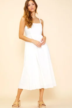 SKIES ARE BLUE Midi Dresses*Criss Cross Back Tie Midi Dress White