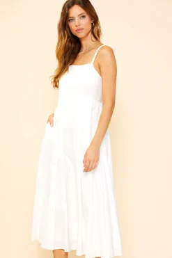 SKIES ARE BLUE Midi Dresses*Criss Cross Back Tie Midi Dress White