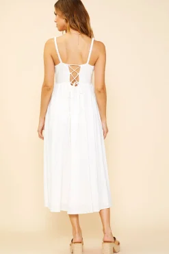 SKIES ARE BLUE Midi Dresses*Criss Cross Back Tie Midi Dress White