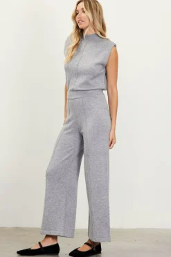 SKIES ARE BLUE Pants*Cropped Knit Pants Grey