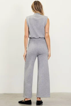 SKIES ARE BLUE Pants*Cropped Knit Pants Grey