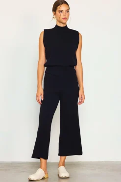 SKIES ARE BLUE Pants*Cropped Knit Pants Black