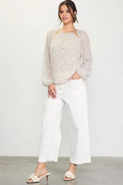 SKIES ARE BLUE Long Sleeve Tops*Cutout Detail Longsleeve Top Cream
