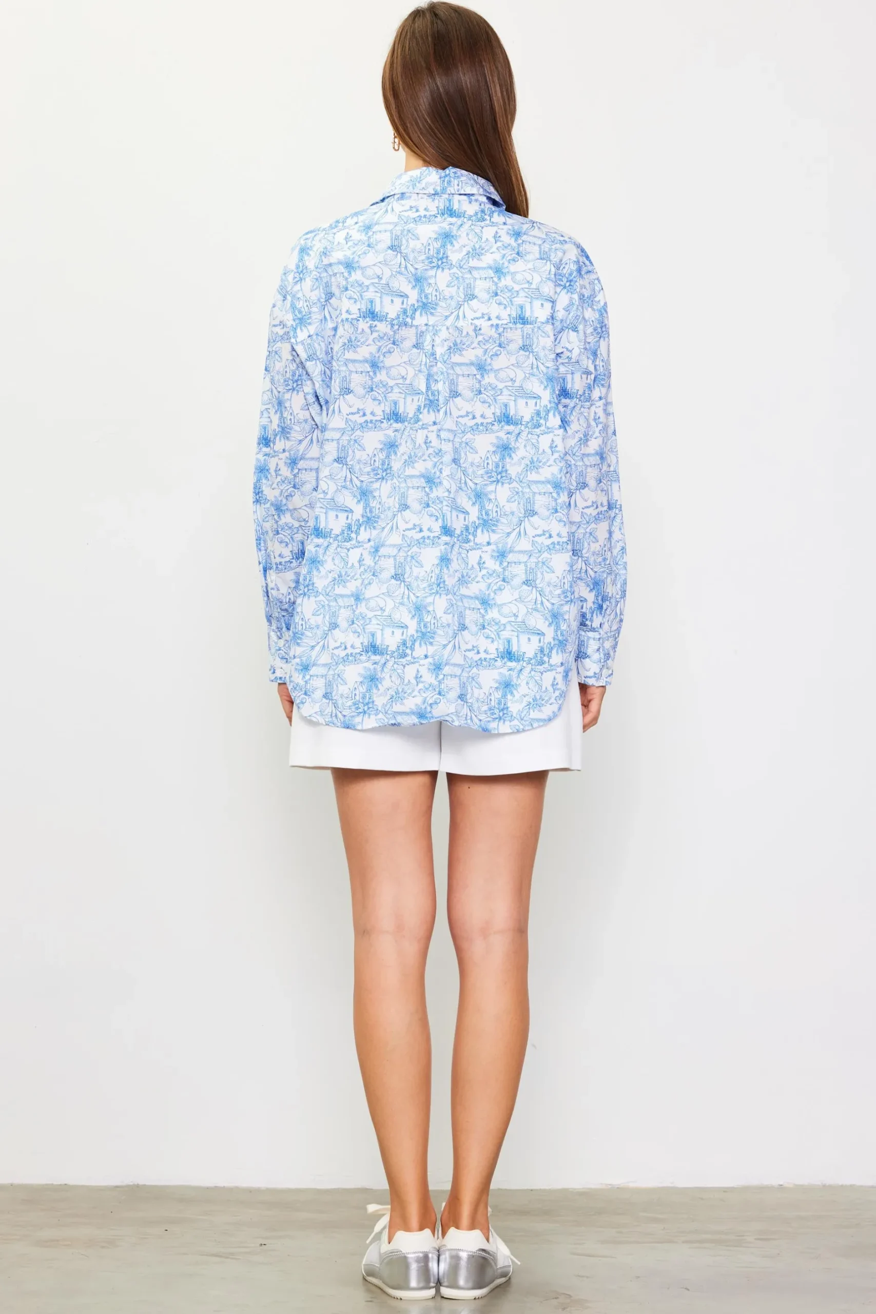 SKIES ARE BLUE Blouses|Long Sleeve Tops*Daphne Floral Print Button Down Blouse Frenchblue