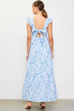SKIES ARE BLUE Maxi Dresses*Daphne Floral Print Ruffled Maxi Dress Frenchblue