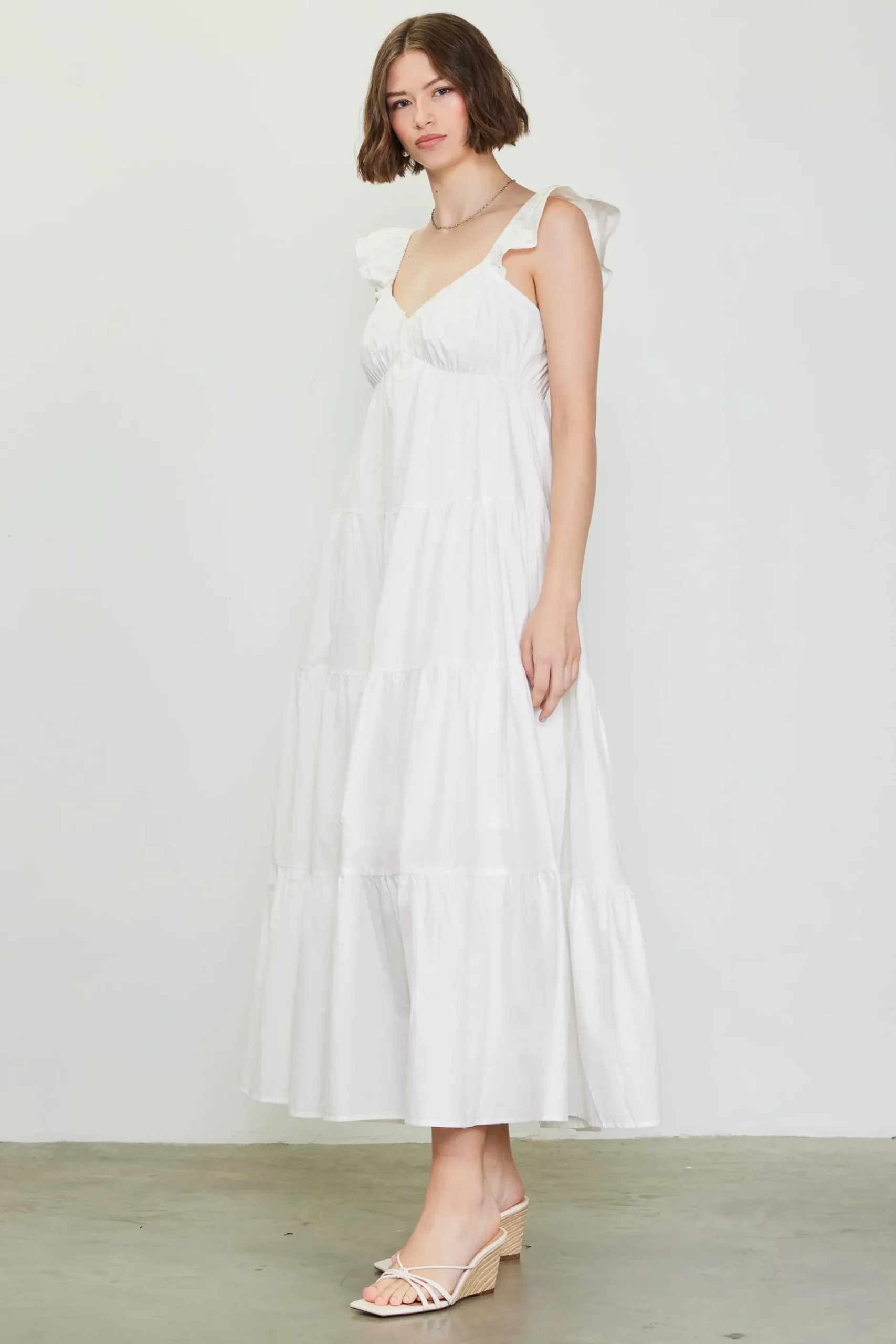 SKIES ARE BLUE Maxi Dresses*Diana Poplin Maxi Dress White