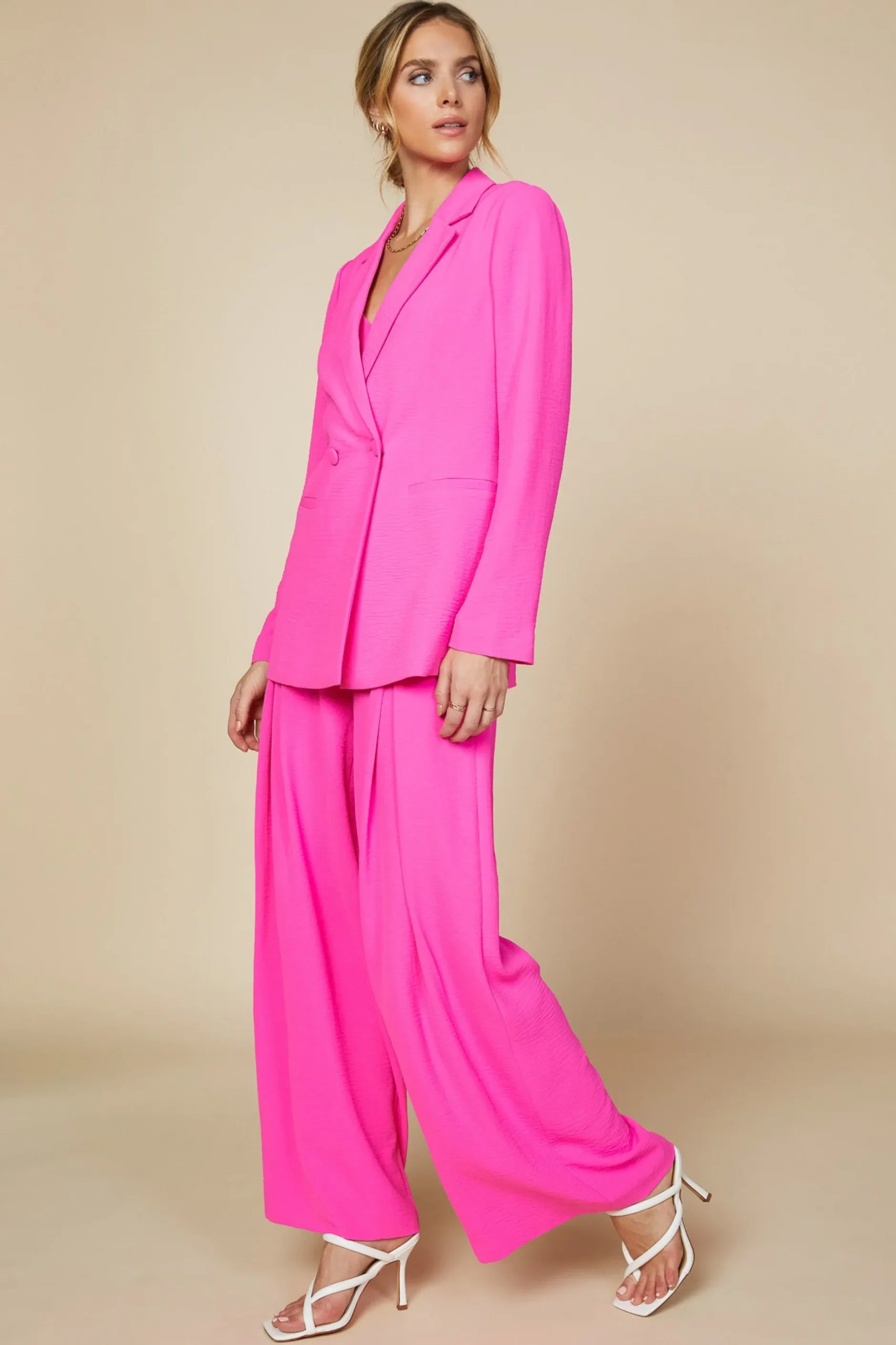 SKIES ARE BLUE Blazers*Double Breasted Tailored Blazer Candypink