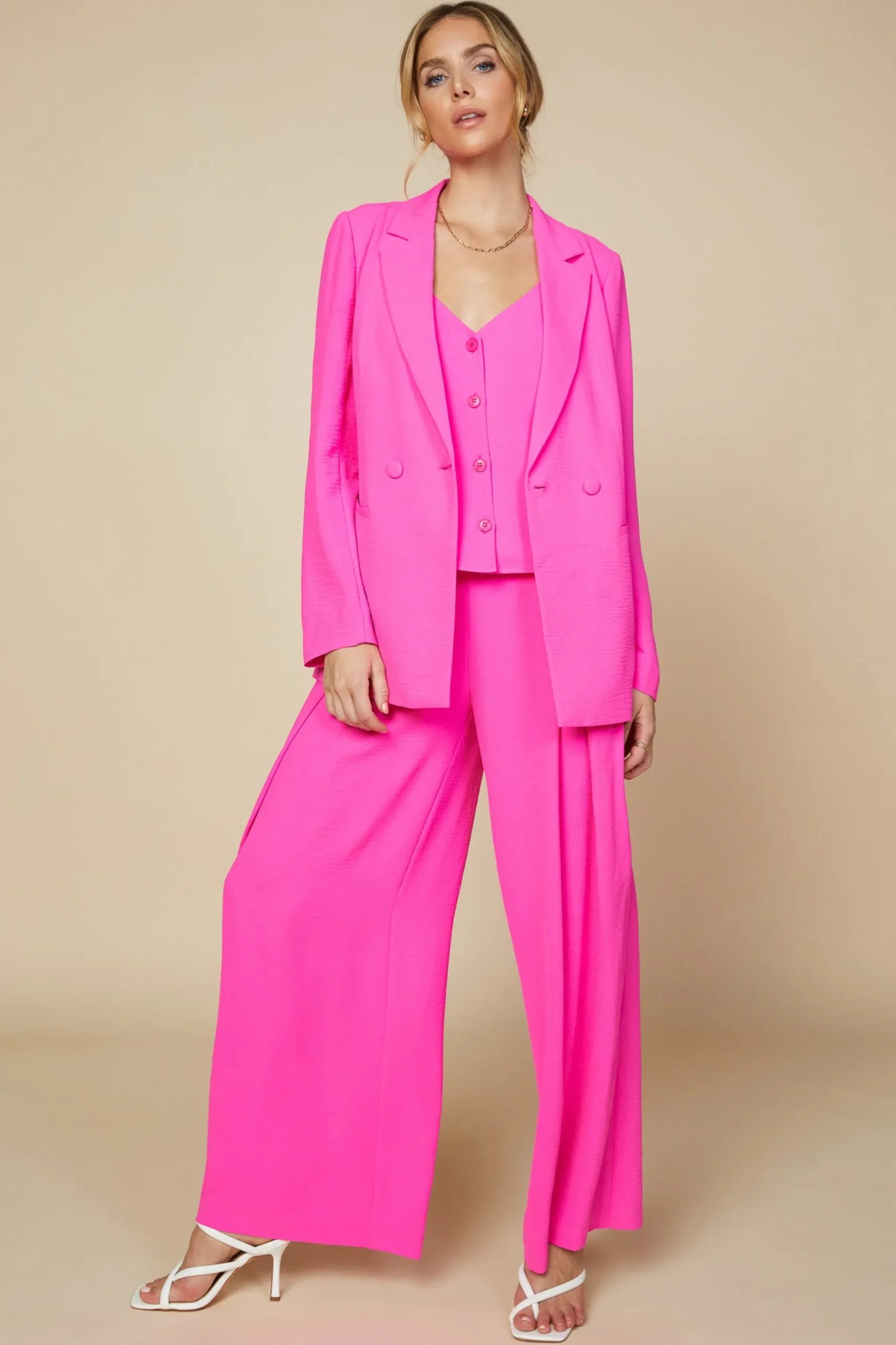 SKIES ARE BLUE Blazers*Double Breasted Tailored Blazer Candypink