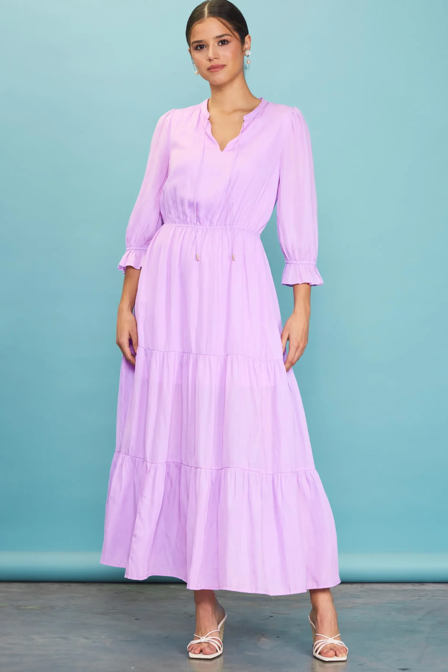 SKIES ARE BLUE Maxi Dresses*Emery Ruffle Tiered Maxi Dress Lavender