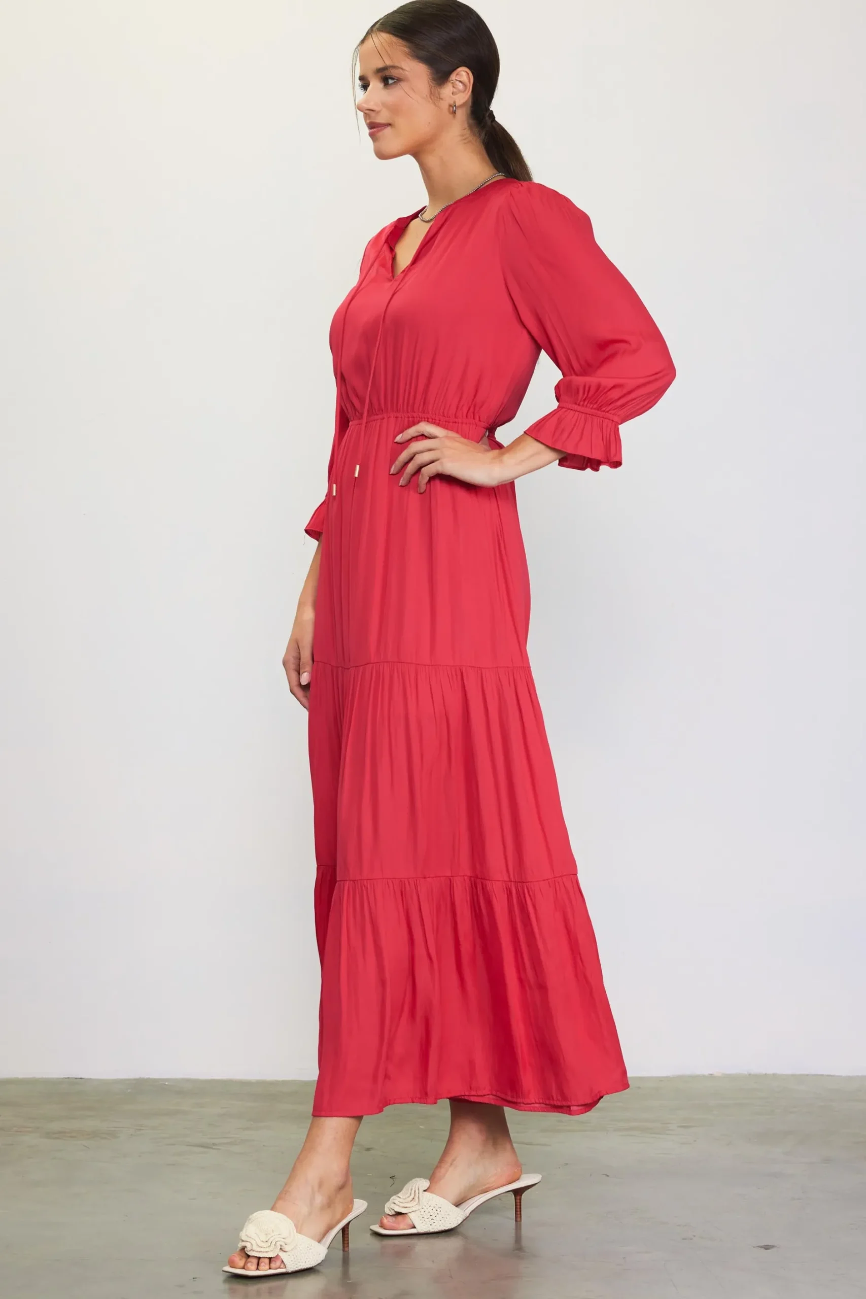 SKIES ARE BLUE Maxi Dresses*Emery Ruffle Tiered Maxi Dress Cherry