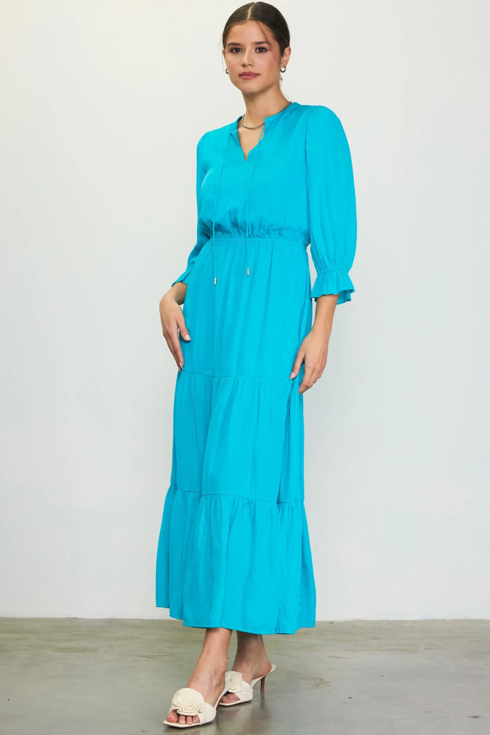 SKIES ARE BLUE Maxi Dresses*Emery Ruffle Tiered Maxi Dress Tealgreen