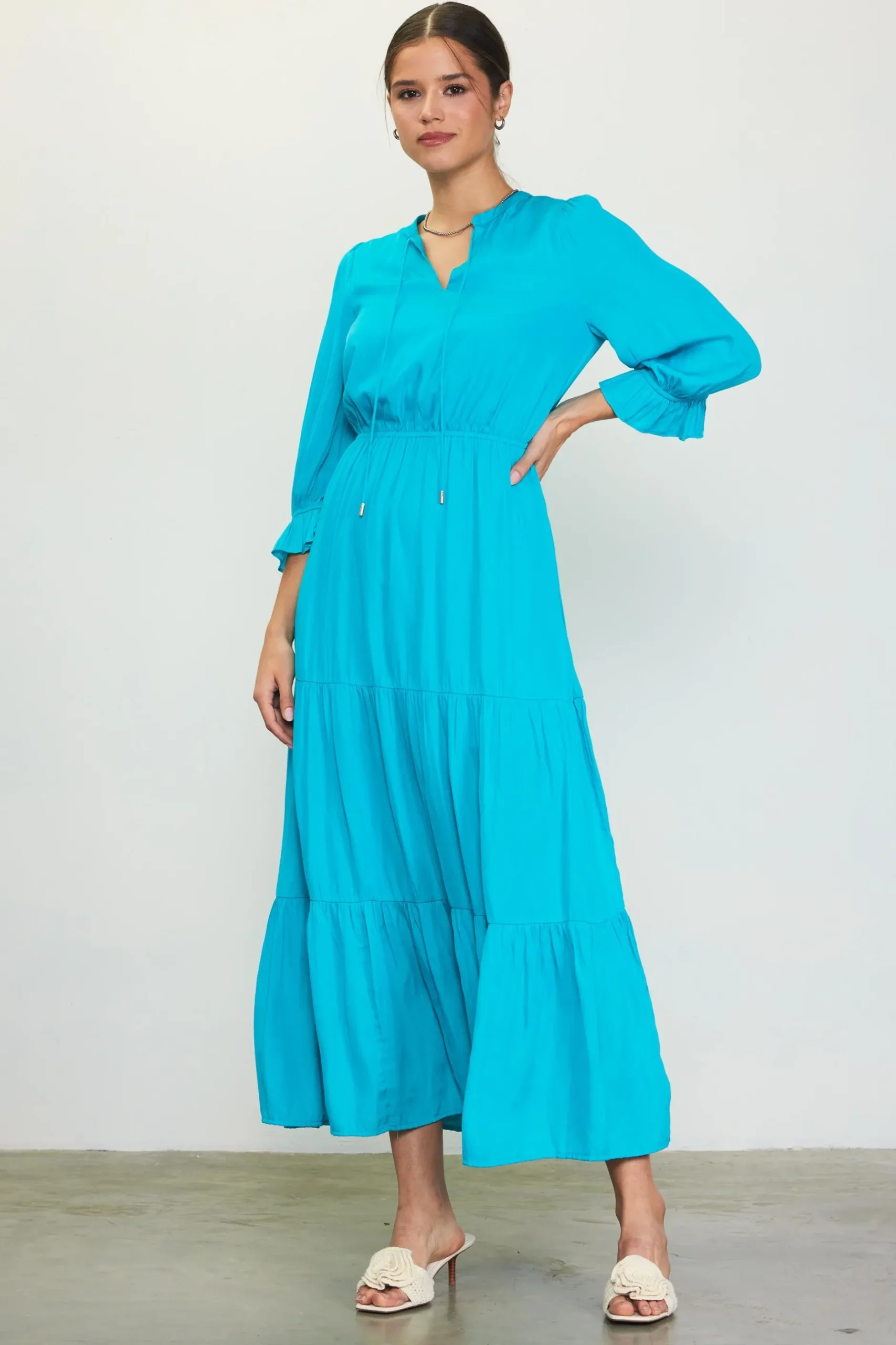 SKIES ARE BLUE Maxi Dresses*Emery Ruffle Tiered Maxi Dress Tealgreen