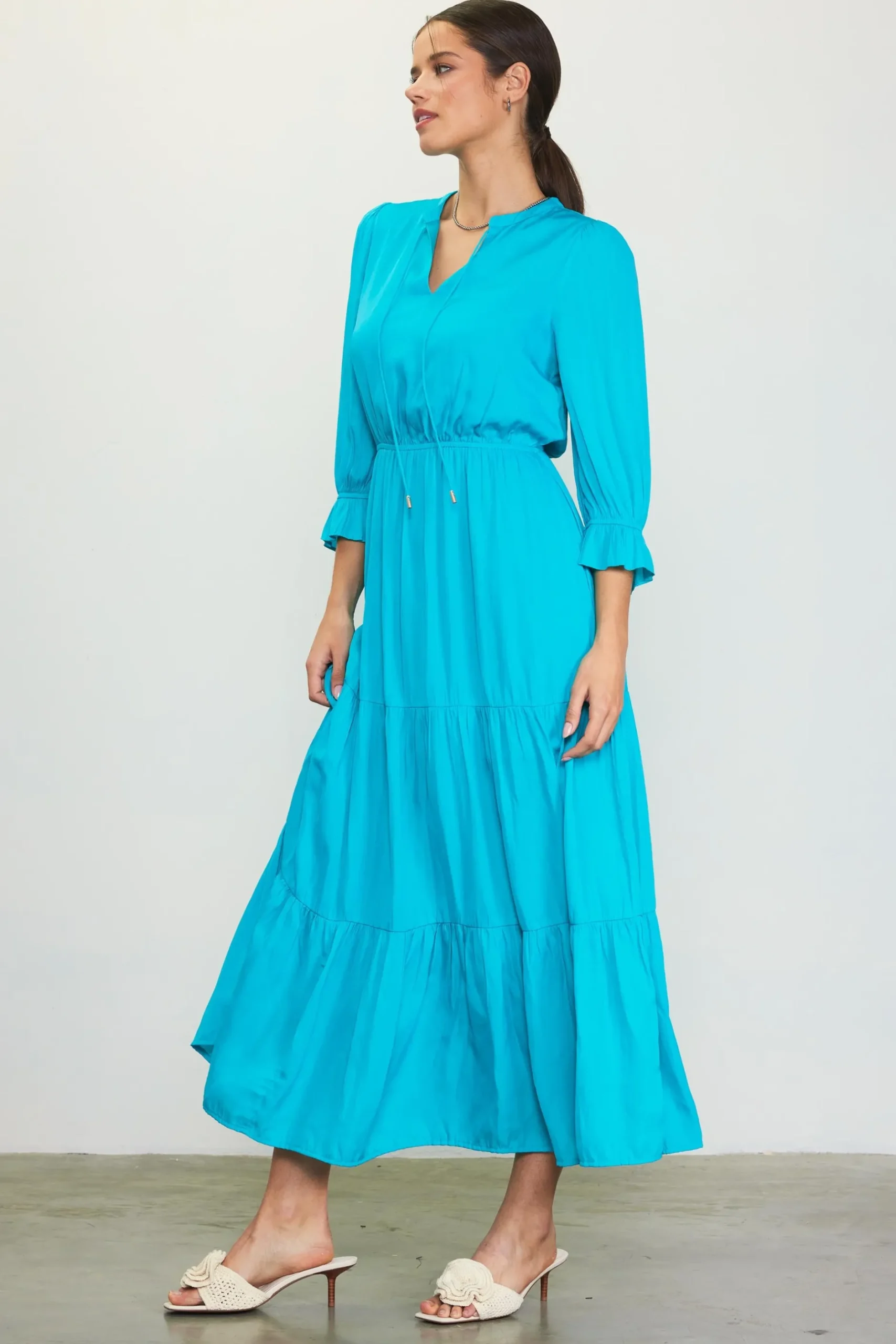 SKIES ARE BLUE Maxi Dresses*Emery Ruffle Tiered Maxi Dress Tealgreen