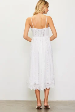 SKIES ARE BLUE Midi Dresses*Eyelet Lace Midi Dress White