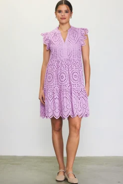 SKIES ARE BLUE Mini Dresses*Eyelet Mini Dress Pinklavender