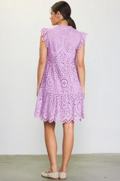 SKIES ARE BLUE Mini Dresses*Eyelet Mini Dress Pinklavender