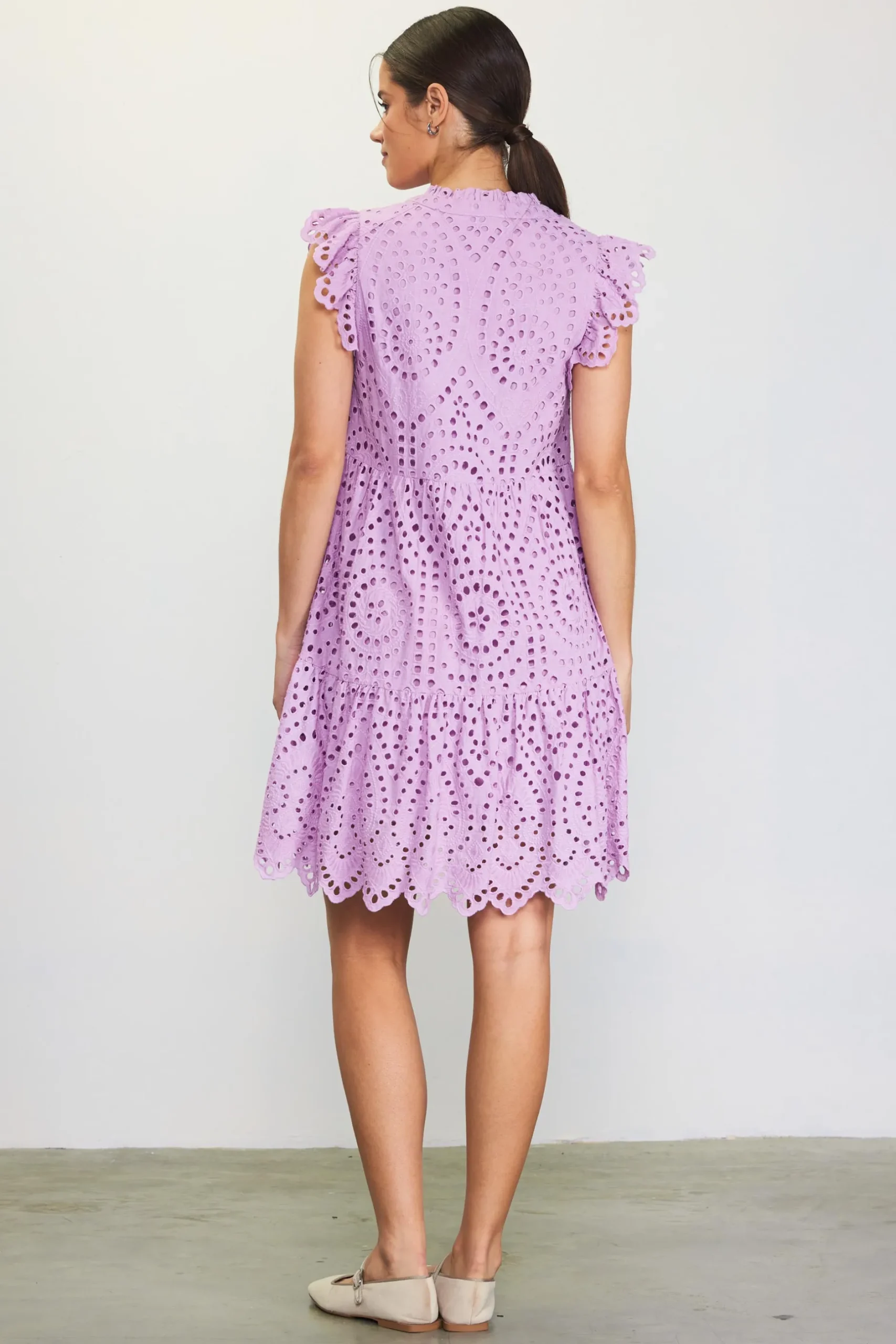 SKIES ARE BLUE Mini Dresses*Eyelet Mini Dress Pinklavender