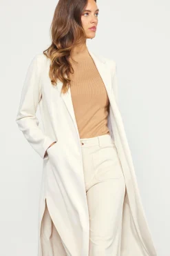 SKIES ARE BLUE Outerwear*Faux Suede Duster Coat Cream