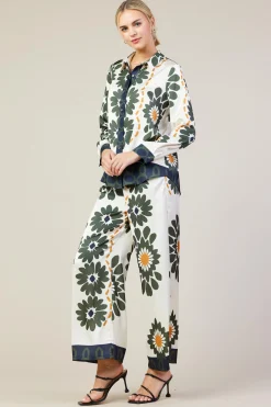 SKIES ARE BLUE Blouses|Long Sleeve Tops*Floral Print Longsleeve Blouse Cream-olive