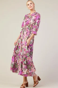 SKIES ARE BLUE Maxi Dresses*Floral Print Ruffle Maxi Dress Orchidmulti
