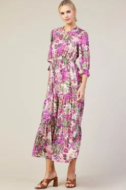 SKIES ARE BLUE Maxi Dresses*Floral Print Ruffle Maxi Dress Orchidmulti