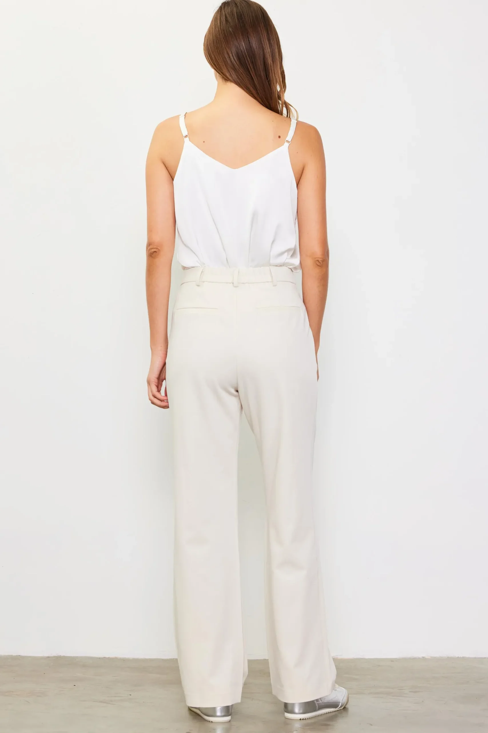 SKIES ARE BLUE Pants*Front Pleat Wide Leg Trousers Cream