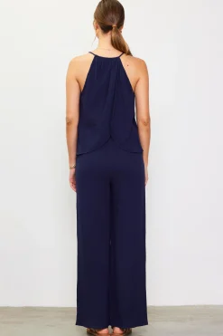 SKIES ARE BLUE Sleeveless Tops*Gaia Tulip Back Halter Top Navy