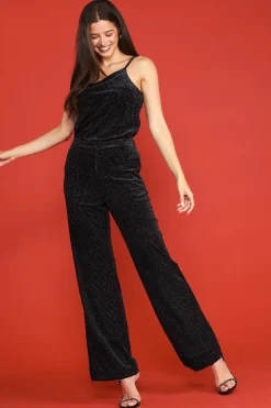 SKIES ARE BLUE Pants*Glitter Dot Velvet Pants Black