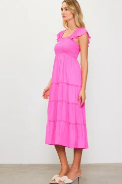 SKIES ARE BLUE Midi Dresses*Hathaway Tiered Midi Dress Pinkbubblegum