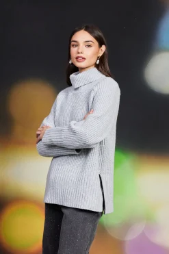 SKIES ARE BLUE Sweaters*Irene Turtleneck Sweater Grey