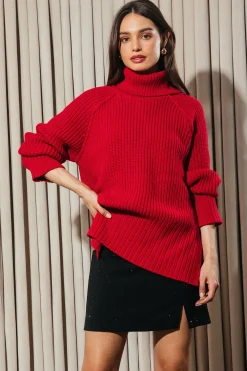 SKIES ARE BLUE Sweaters*Irene Turtleneck Sweater Red