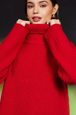 SKIES ARE BLUE Sweaters*Irene Turtleneck Sweater Red