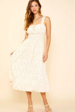 SKIES ARE BLUE Midi Dresses*Julie Floral Printed Midi Dress Peachsorbet